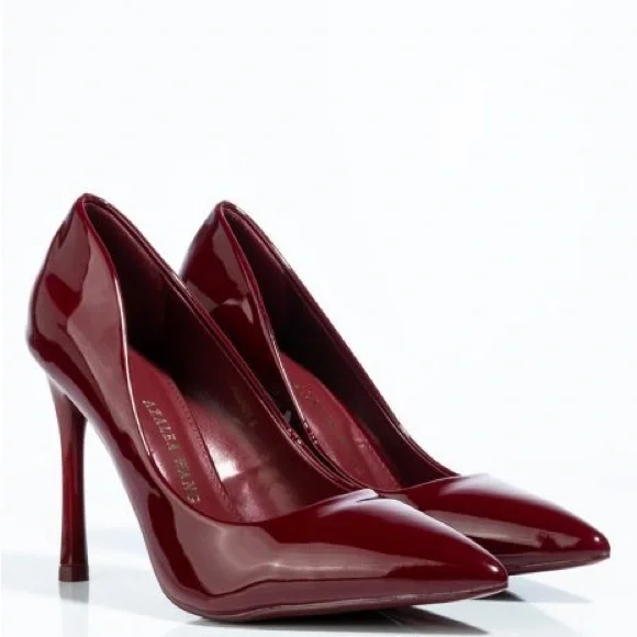 Azalea Wang Burgundy Stiletto High Heel Pumps - Picture 2 of 4